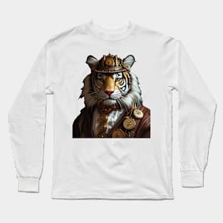 Tiger Overlord in Steampunk Art Long Sleeve T-Shirt